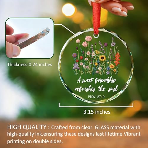 Christian Friendship Ornament - Proverbs 27:9 Glass Gift for Best Friends