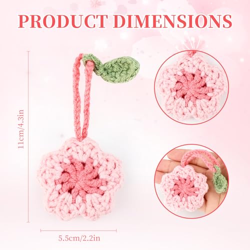 Handmade Crochet Cherry Blossom Car Hanging Ornament - Cute Aesthetic Decor