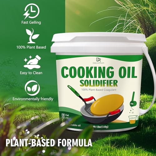 DecorRom Cooking Oil Solidifier Powder - 12oz Plant-Based Grease Hardener