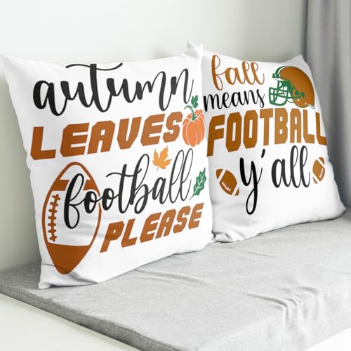 Football Throw Pillow Covers 18x18 Set of 4, Autumn Fall Decorative Cases