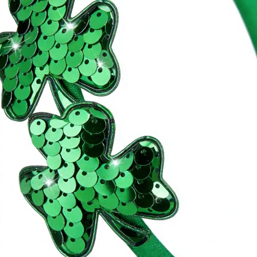 St. Patrick's Day Glitter Shamrock Headband - Green Sequin Hair Accessory