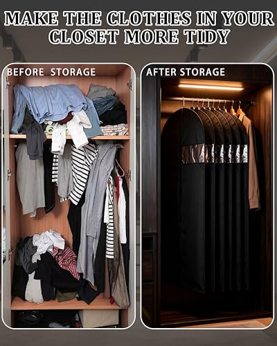 Black 65-Inch Garment Bag for Hanging Clothes Travel & Closet Storage