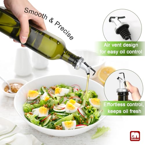 Gmisun 17oz Olive Oil Dispenser Bottle, Green Glass Cruet with Flip Spout