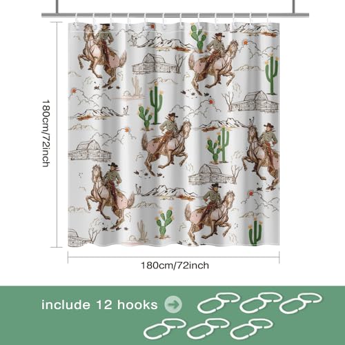 Lindameler Vintage Western Shower Curtain - Waterproof Cactus Design, 72x72 Inch