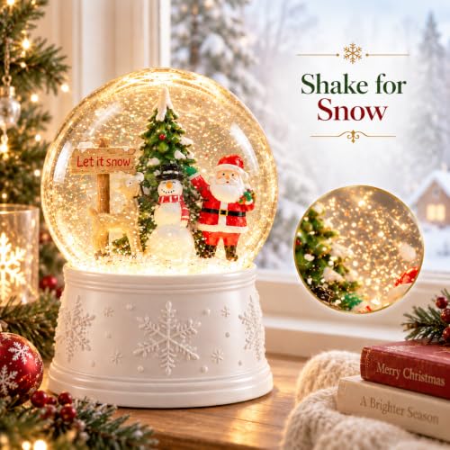 Christmas Snow Globe with Santa and Snowman - Musical & Color Changing LED Water Globe - Variation: Santa Snowman