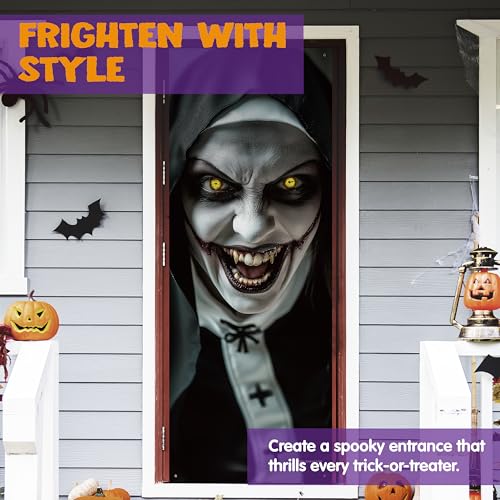 3D Zombie Nun Halloween Door Cover Decoration - 80x28 inches