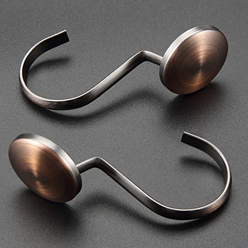 ZESLMG Bronze Shower Curtain Hooks - Rustproof Decorative Rings, Set of 12