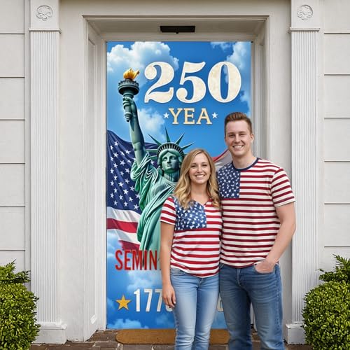 American 250th Anniversary Door Cover - Statue of Liberty Design