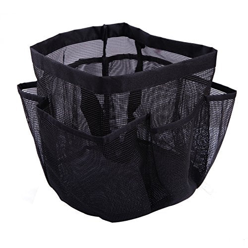 HDE Black Mesh Shower Caddy with 7 Outer Pockets & Handles — Portable Dorm & Travel Tote