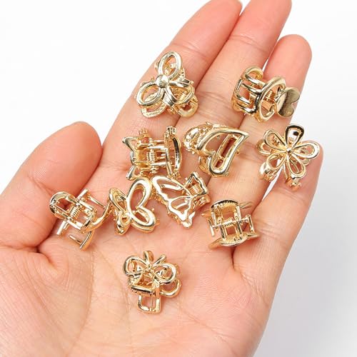LINYUEARUI 10 Pcs Mini Metal Hair Claw Clips Small Geometric Hair Accessories
