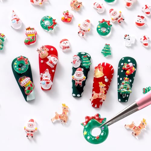 Christmas Nail Art Charms 12-Grid 3D Resin Rhinestones Set