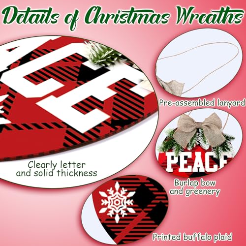 Christmas Hanging Sign Decor - Rustic Burlap Peace Joy Love Wall Plaque - 12 Inch