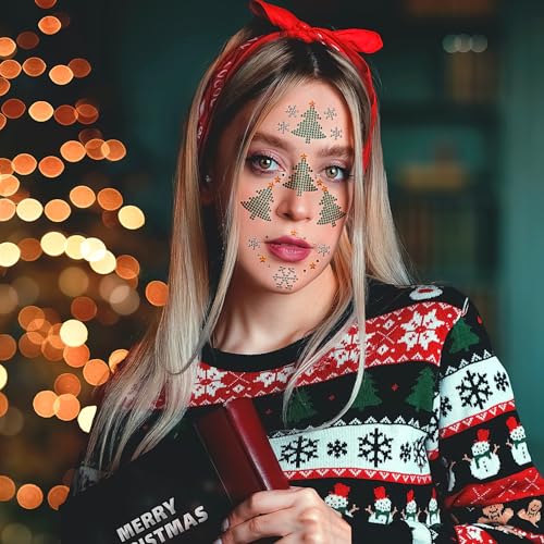 XIELIME Christmas Face Gems Self-Adhesive Rhinestone Stickers