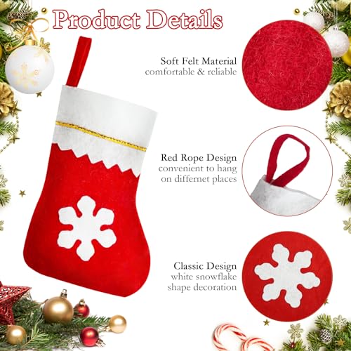 Red Felt Christmas Stockings Bulk 8 Inch with White Trim - 100 Pcs