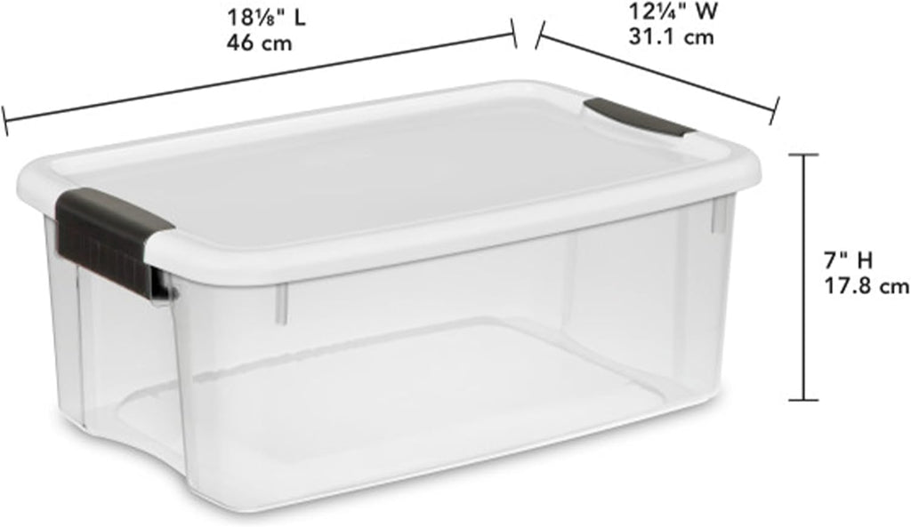 Sterilite 12-Pack Ultra Latching Storage Bins - Clear Plastic 18 Quart Heavy-Duty Organizers for Home & Office