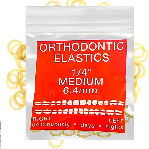 Orthodontic Elastic Bands 1/4 Inch Medium Force Amber Latex 100 Count