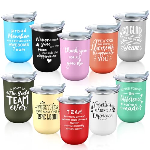 Vibrant 10-Pack Thank You Gift Mugs - 13oz Team Appreciation Set with Slide Lids