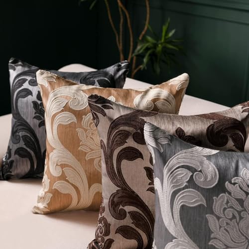 NAPEARL Black Jacquard Throw Pillow Covers, 20x20 Inch Set of 2