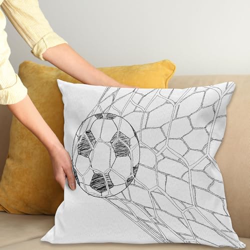 Ambesonne Soccer Throw Pillow Cover 16" x 16" - Black & White