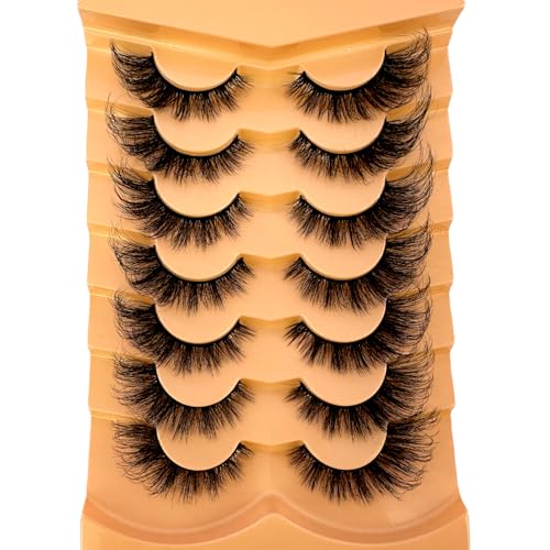 7 Pairs Wispy False Eyelashes Fluffy Faux Mink Strip Lashes