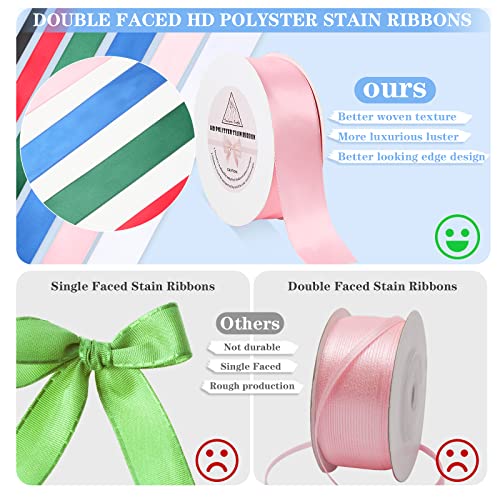 Red Satin Ribbon 3/8 Inch - 50 Yards Polyester for Gift Wrapping & Crafts