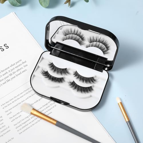 3-Pair False Eyelash Storage Case with Mirror, Portable Travel Lash Organizer