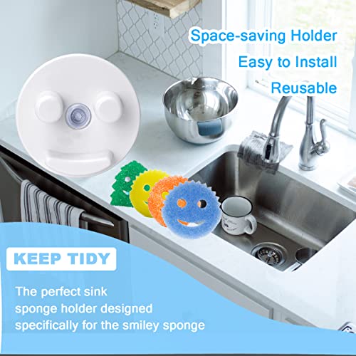 Qujior 1 Pack Suction Scrub Sponge Holder for Kitchen Sink