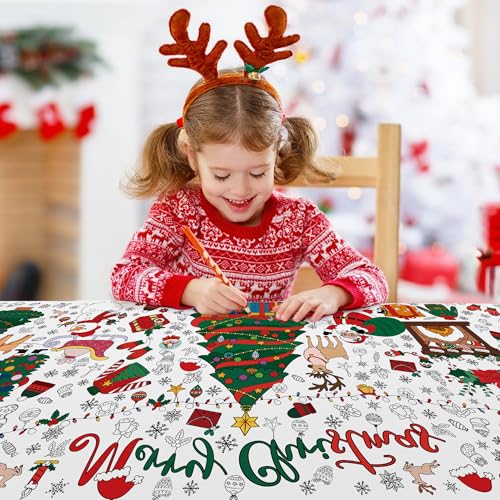 Giant Christmas Coloring Tablecloth - 30x72 Inch Holiday Craft