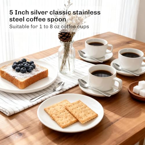 Aerzip 5-Inch Stainless Steel Demitasse Espresso Spoons - 6 Piece Set