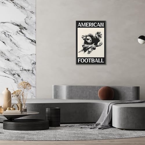 Vintage American Football Canvas Poster - Black & White Wall Art