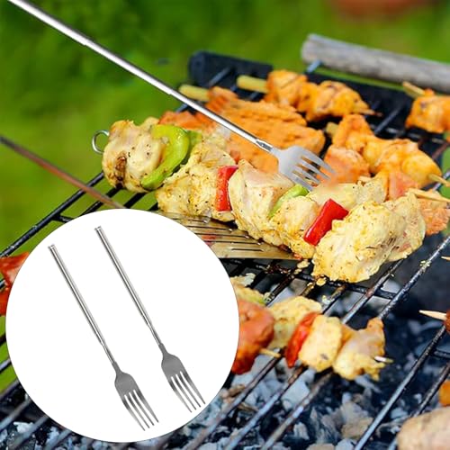 2-Pack Telescopic Stainless Steel Forks - Extendable BBQ Utensils