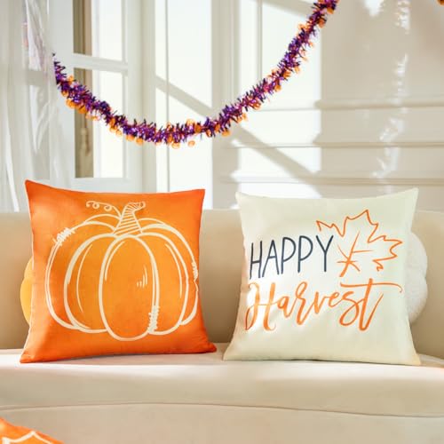 Hongsome Burnt Orange Throw Pillow Covers Set of 4 - 18x18 inch Autumn Decor