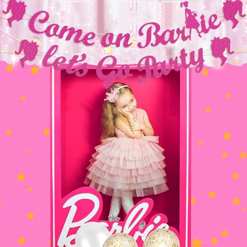 Hot Pink 'Let's Go Girls' Glitter Party Banner for Birthday & Bachelorette