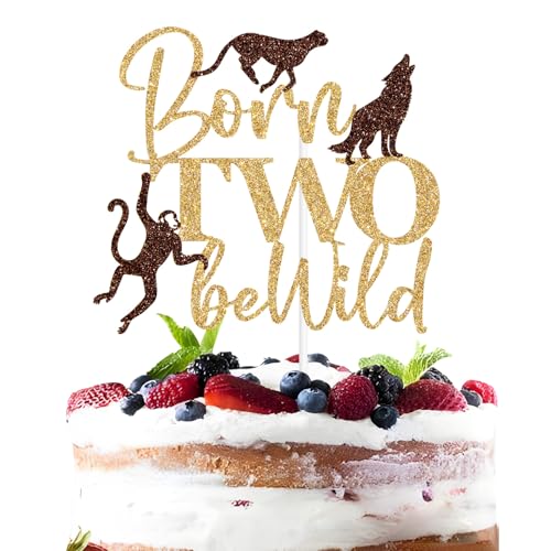 Born Two Be Wild Cake Topper - Jungle Safari 2nd Birthday Decor
