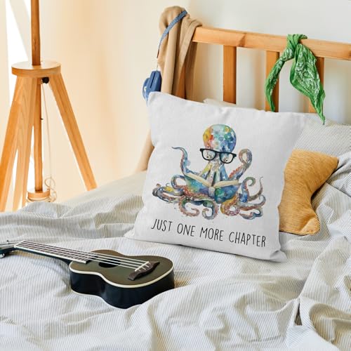 Just One More Chapter Octopus Throw Pillow Cover 18x18