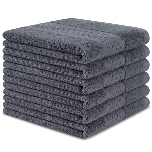 100% Cotton Wash Cloths - 12x12 Inch, 6 Pack, Soft & Absorbent