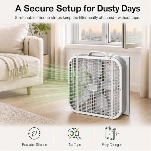 ZYRELYNX 2Pcs Transparent Stretchable Silicone Box Fan Air Filter Straps, Adjustable Fit