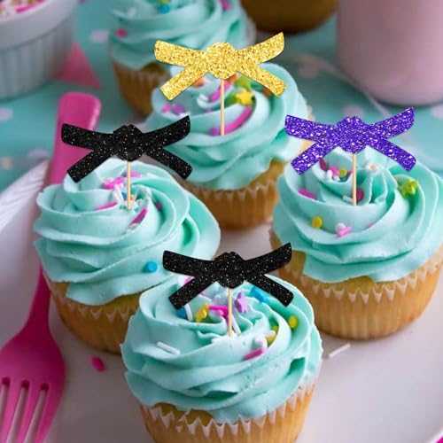 Taekwondo Cupcake Toppers - 18pcs Glitter Birthday Party Decor