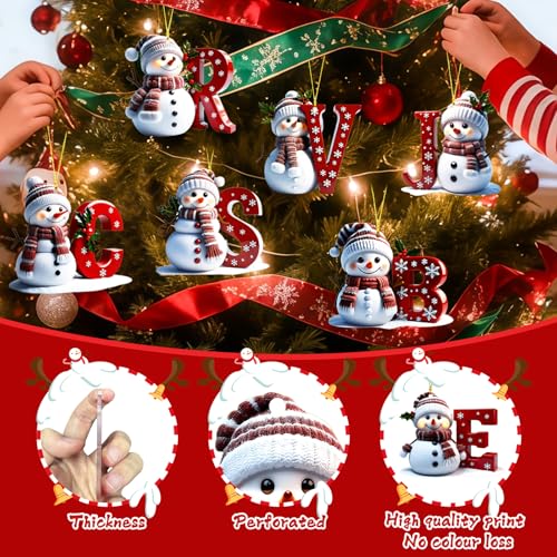 Personalized Snowman Christmas Ornaments | Custom Letter Hanging Decor