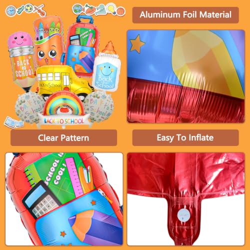 Back to School Foil Balloons - 8 Colorful Designs for Party