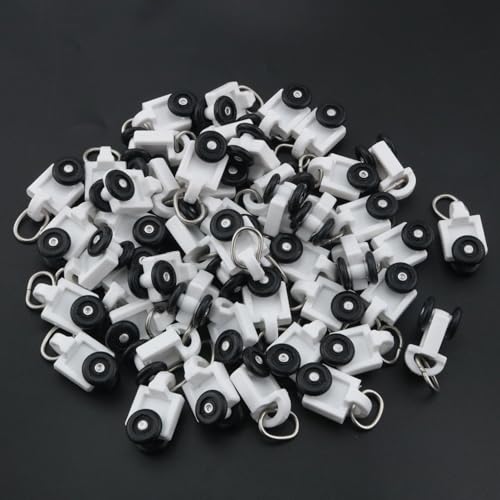 50PCS Black Curtain Roller Hooks - Durable Glider Track Hooks