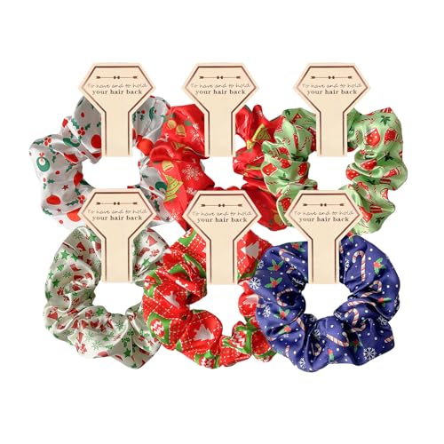 6 Pcs Floral Chiffon Hair Scrunchies - Elastic Hair Ties for Women