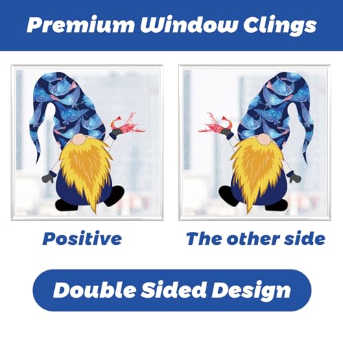 Hianjoo Ocean Gnome Summer Window Clings 146 Pcs Double Sided Static Sea Decals