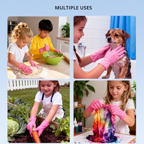AYUMAT Kids Pink Nitrile Gloves, 100pcs, Latex-Free & Waterproof