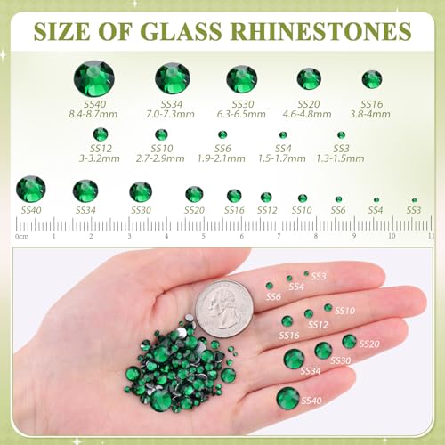 BELLEBOOST Emerald Green Glass Rhinestones 3000PCS SS8 Flatback Gems