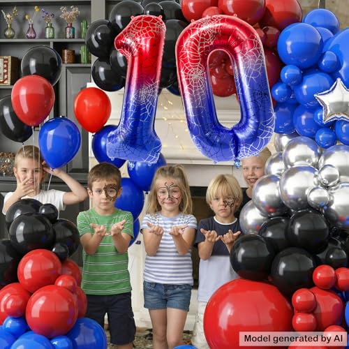 TNCDJKPA 40 Inch Spider Theme Number 10 Foil Balloons, Large Birthday Party Decorations