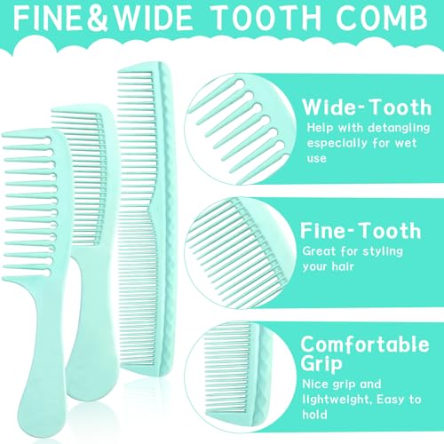 START MAKERS 5-Piece Hair Comb Set for Styling and Detangling - Green