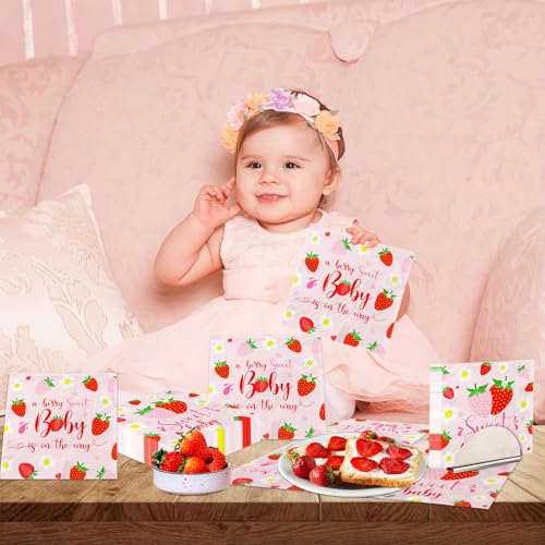 Strawberry Baby Shower Napkins - 40 Pcs Sweet Design