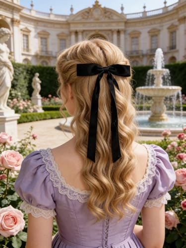 Cupeou Small Hair Bows with Long Tails - 12 PCS Ribbon Bow Clips