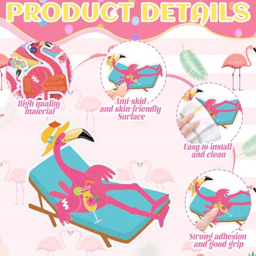 Yaomiao 24 Pcs Flamingo Non-Slip Bathtub Stickers with Scraper